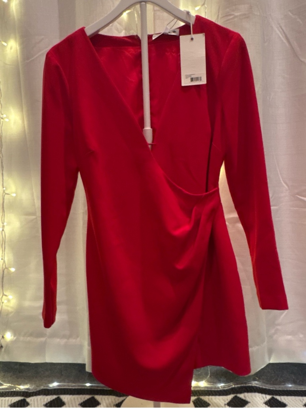 NWT Likely Red Long-Sleeve Wrap-Style Dress